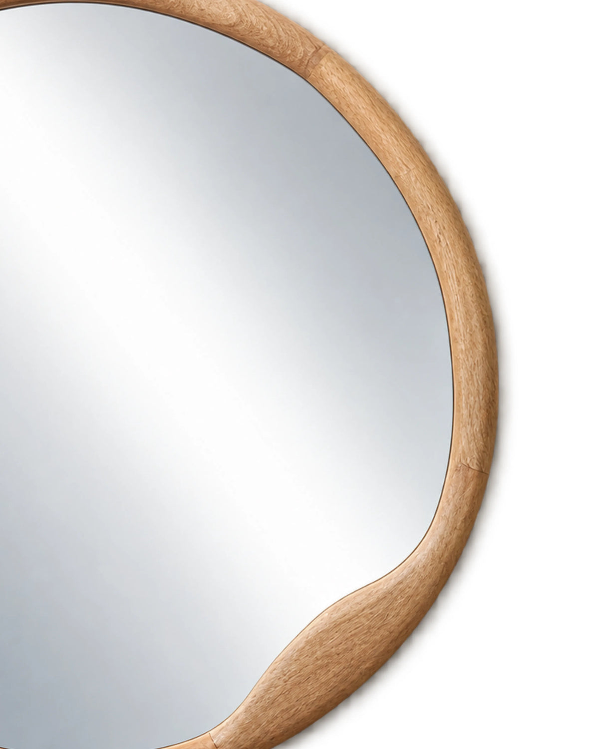 Amberlyn Organic Round Solid Mango Wood Wall Mirror