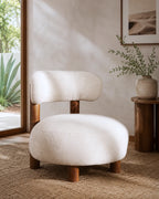 Selvora Walnut Bouclé Accent Lounge Chair Oak Wood