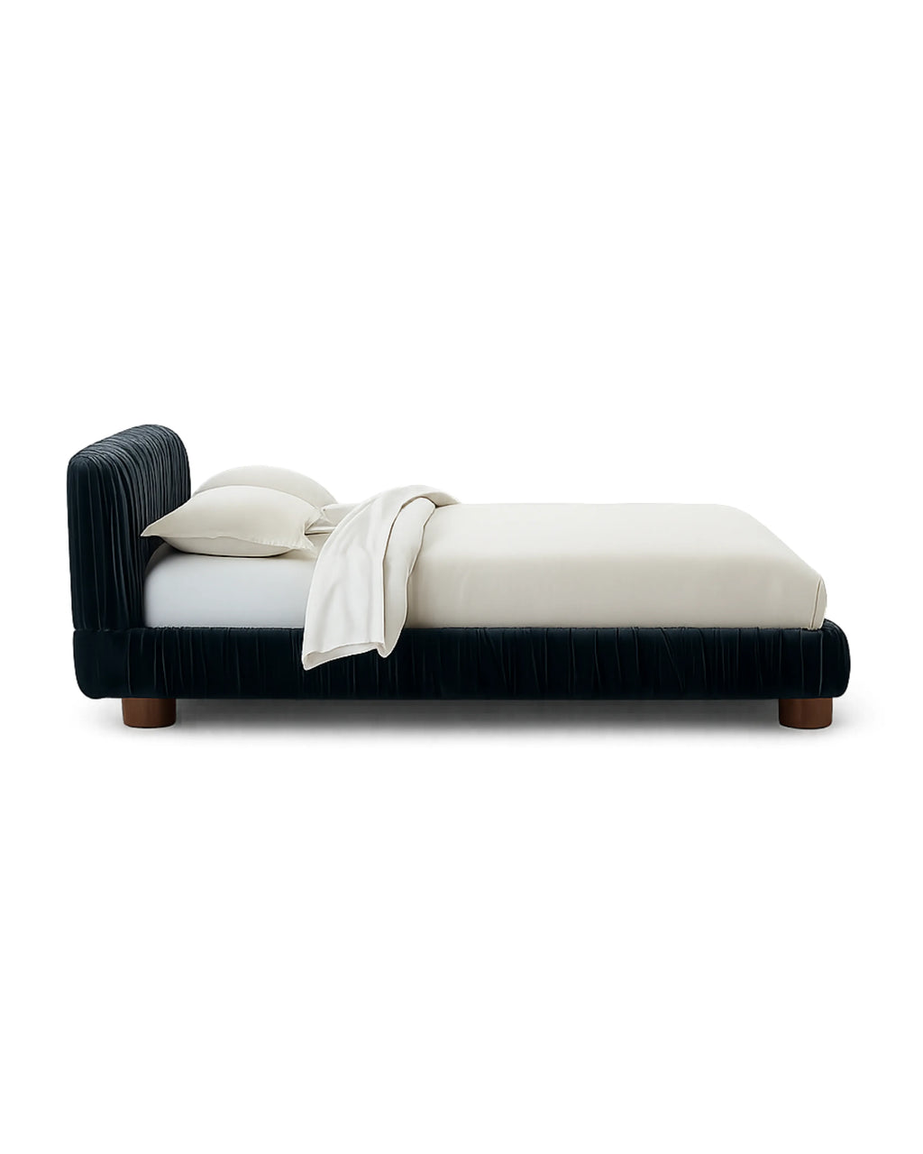 Striova Blue Velvet Low-Profile Bed