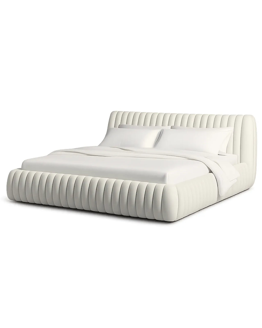 Rovique Chalk Velvet Channel-Tufted Performance Fabric Bed