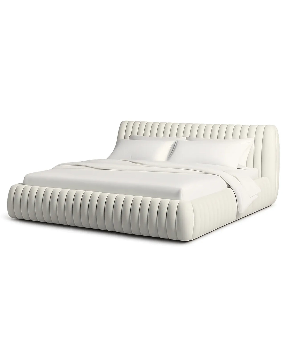 Rovique Chalk Velvet Channel-Tufted Performance Fabric Bed