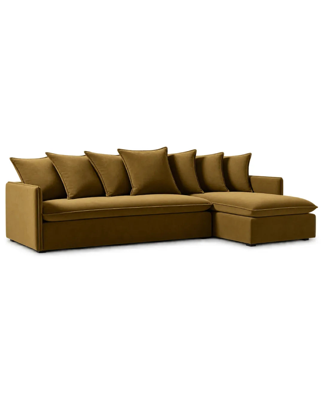 Zevrano Performance Velvet L-Shaped Sectional Sofa with Chaise