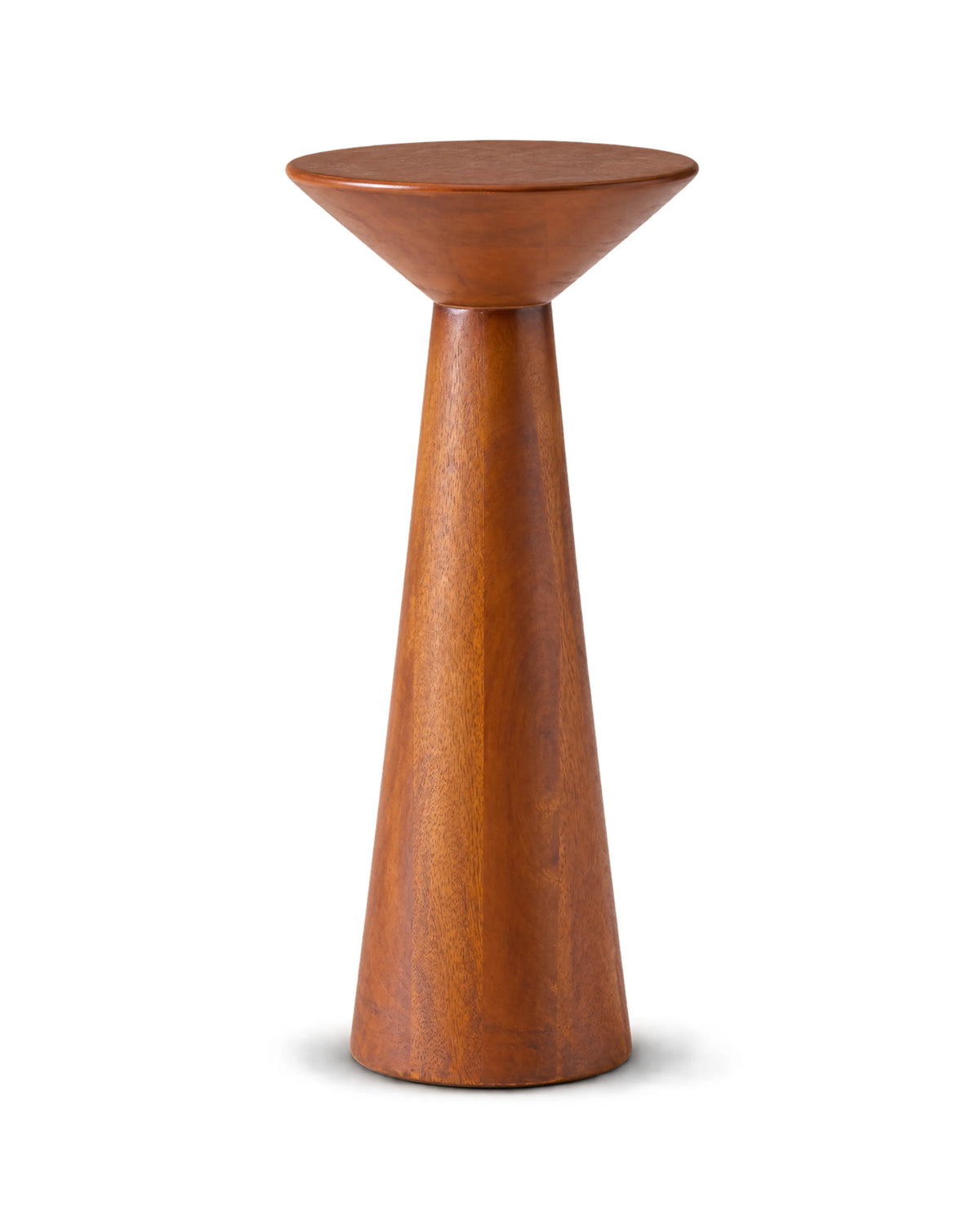 Solenna Honey Walnut Solid Wood Pedestal Side Table