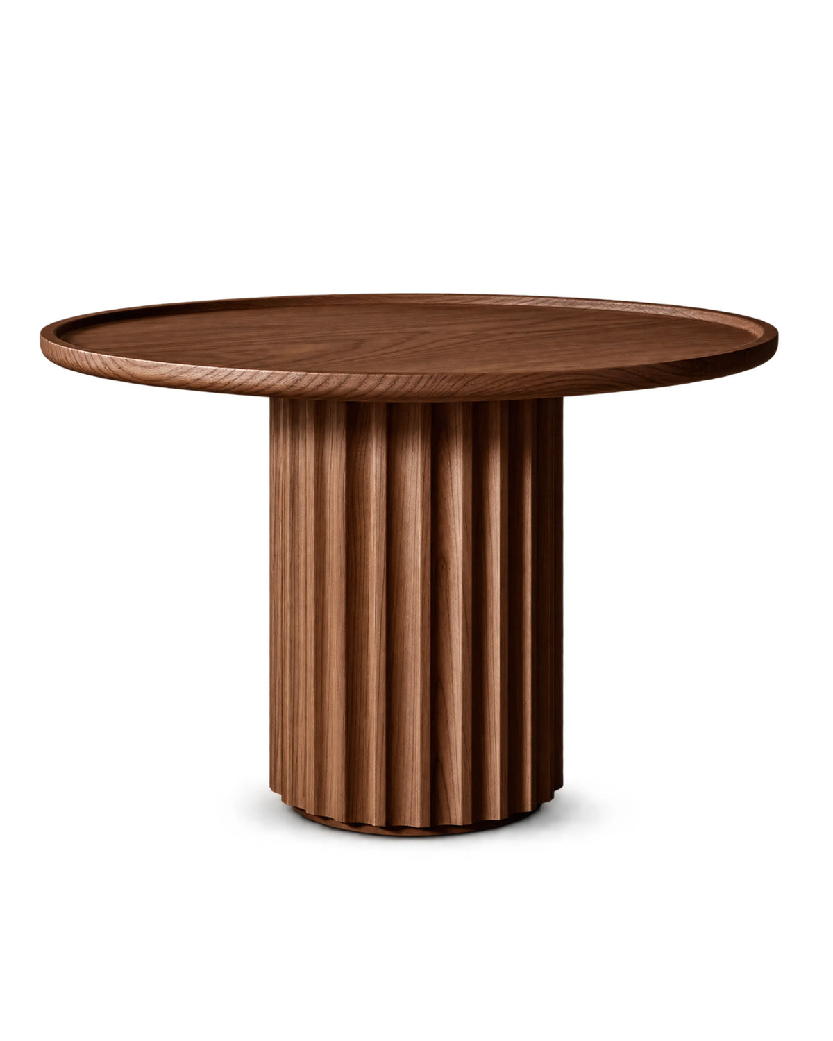 Veltris Walnut Brown Fluted Round Table