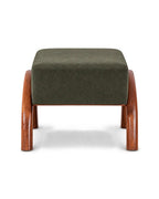 Velnaro Upholstered Solid Teakwood Accent Olive Stool