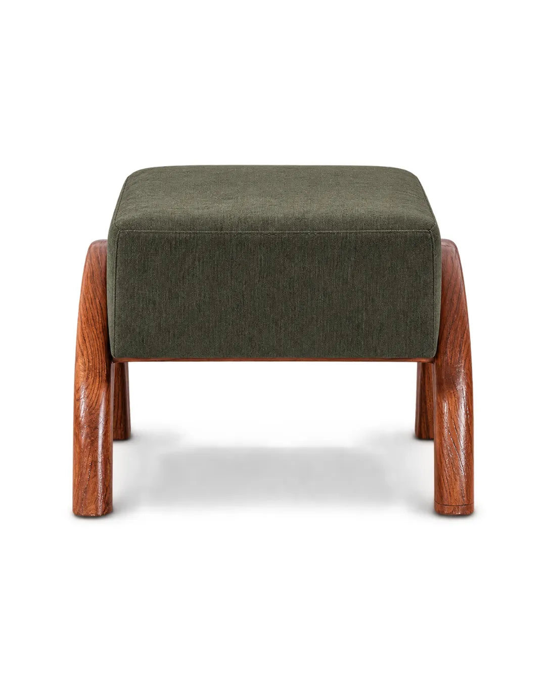 Velnaro Upholstered Solid Teakwood Accent Olive Stool
