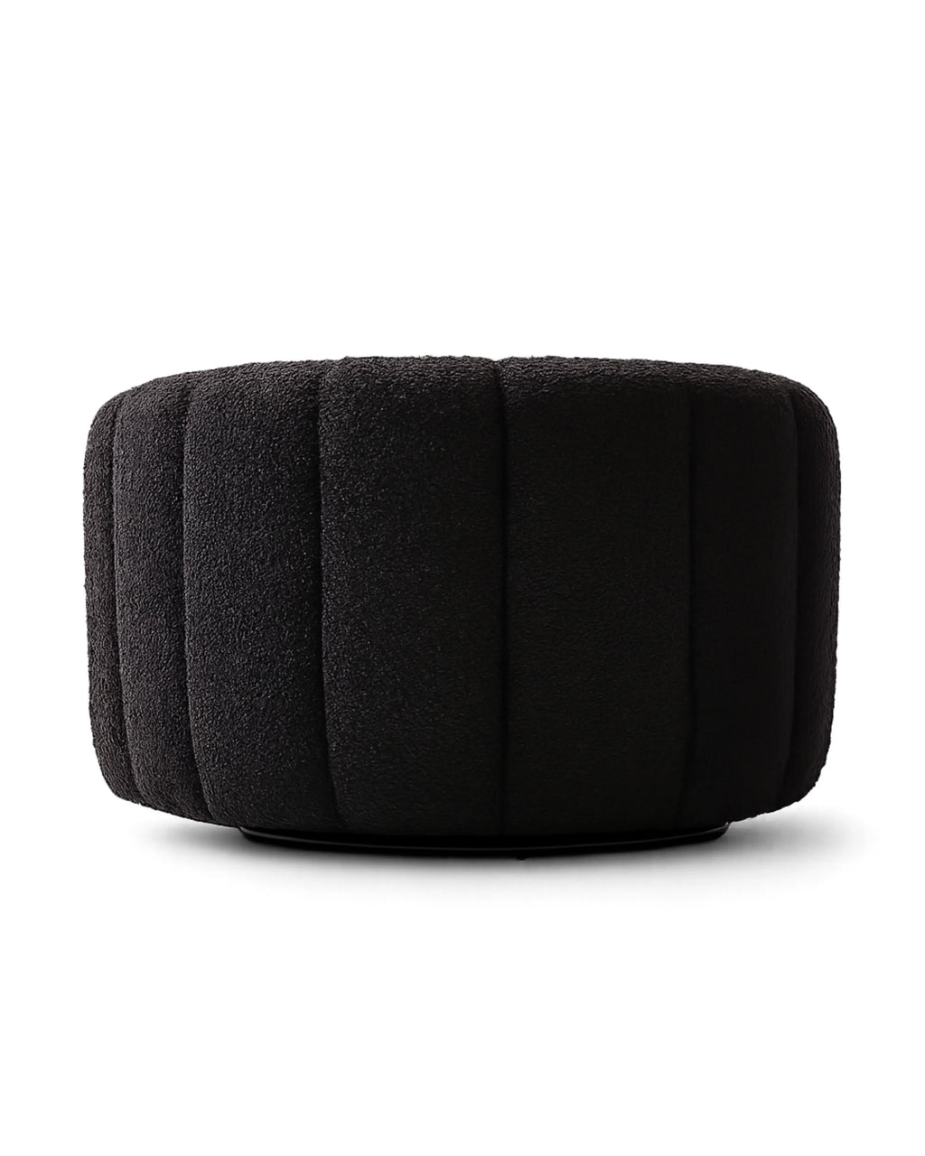 Veloura Obsidian Channel-Tufted Bouclé Swivel Accent Chair