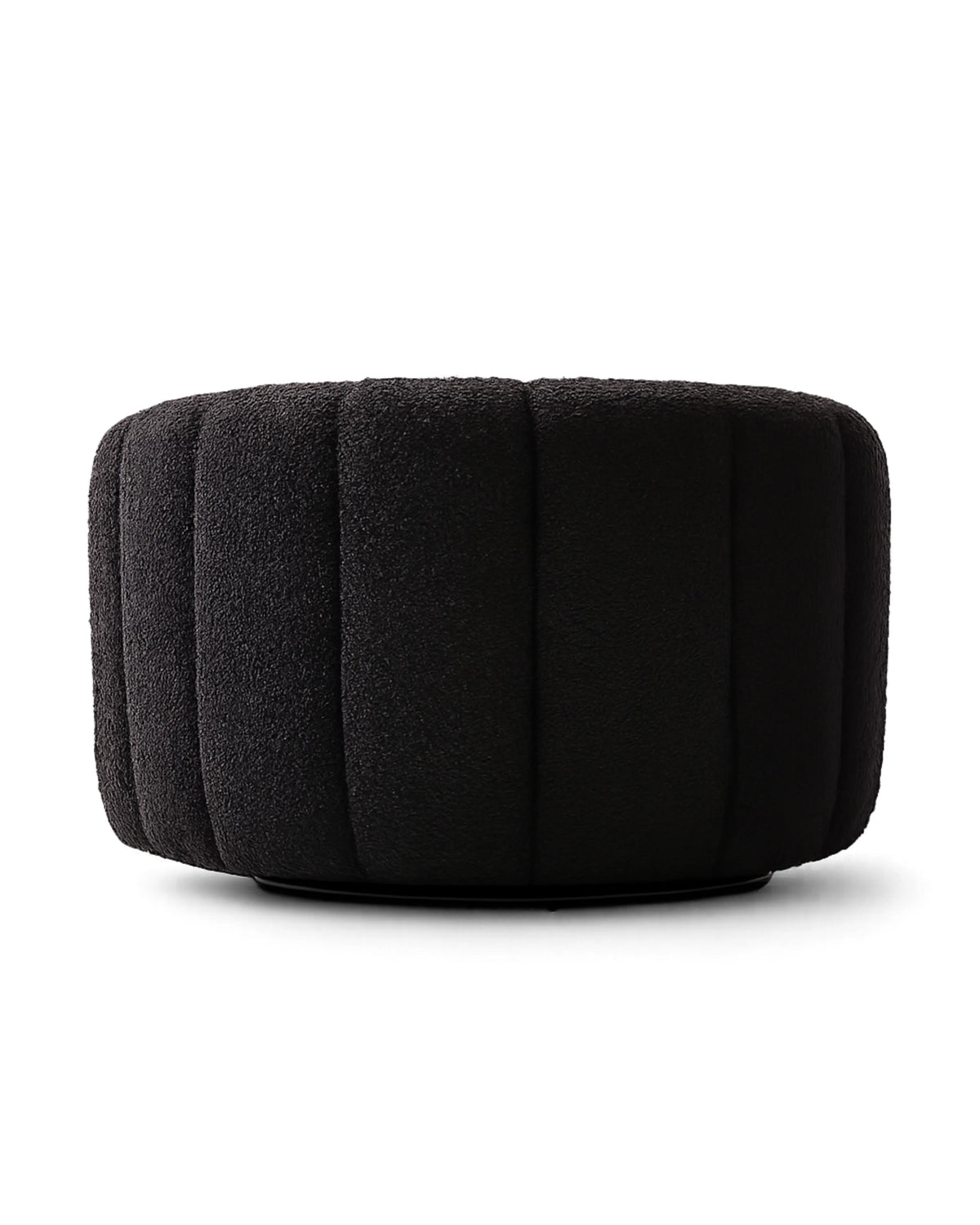 Veloura Obsidian Channel-Tufted Bouclé Swivel Accent Chair