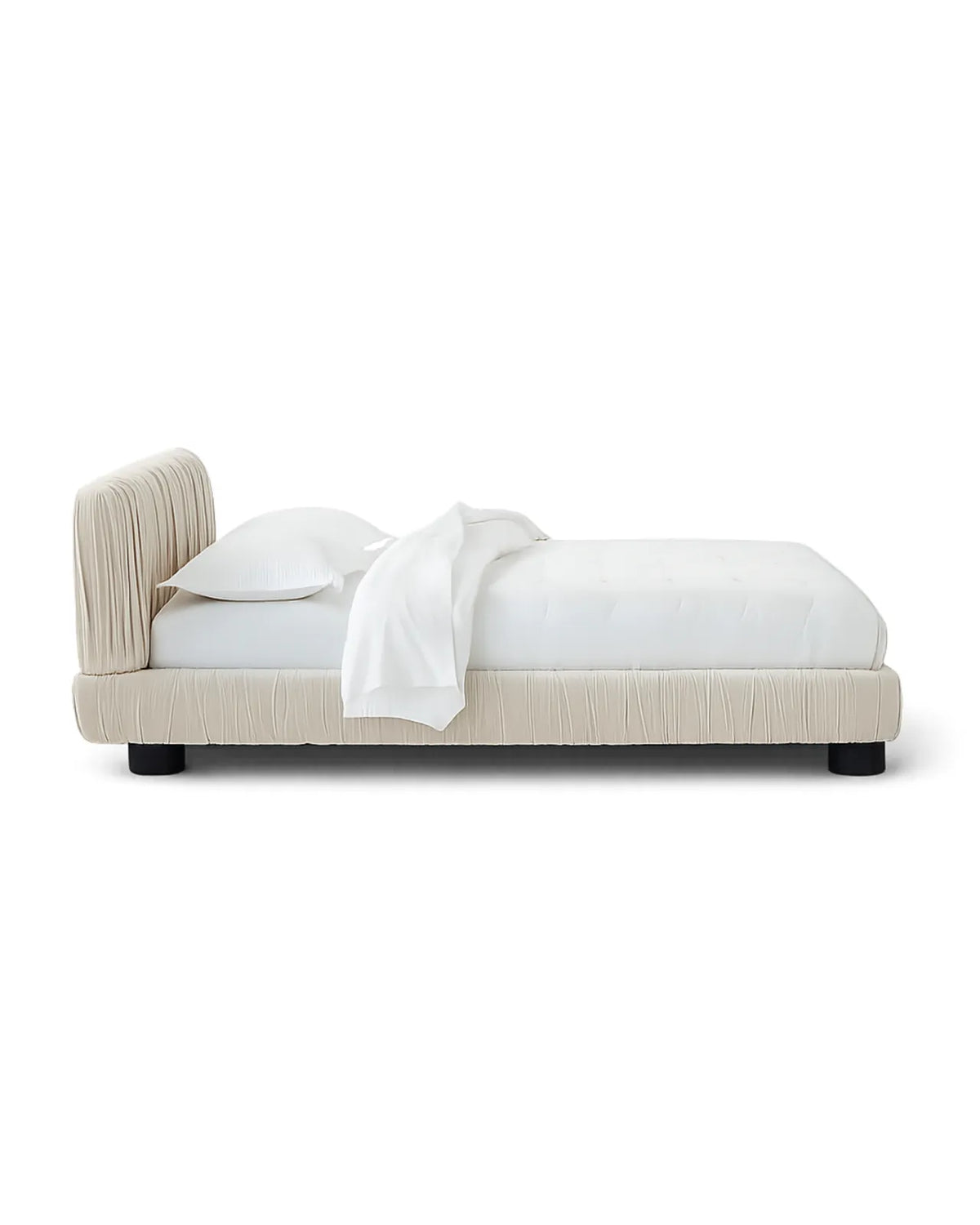 Striova Ruched Velvet Low-Profile Bed