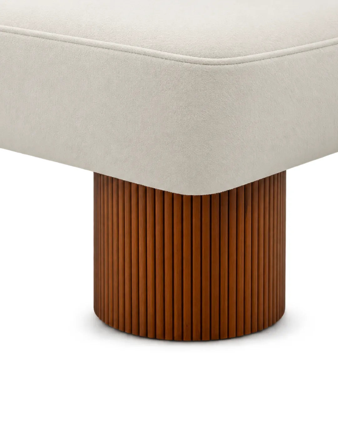 Merastra Asymmetrical Solid Teakwood Upholstered Bench