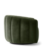 Veloura Olive Channel-Tufted Bouclé Swivel Accent Chair