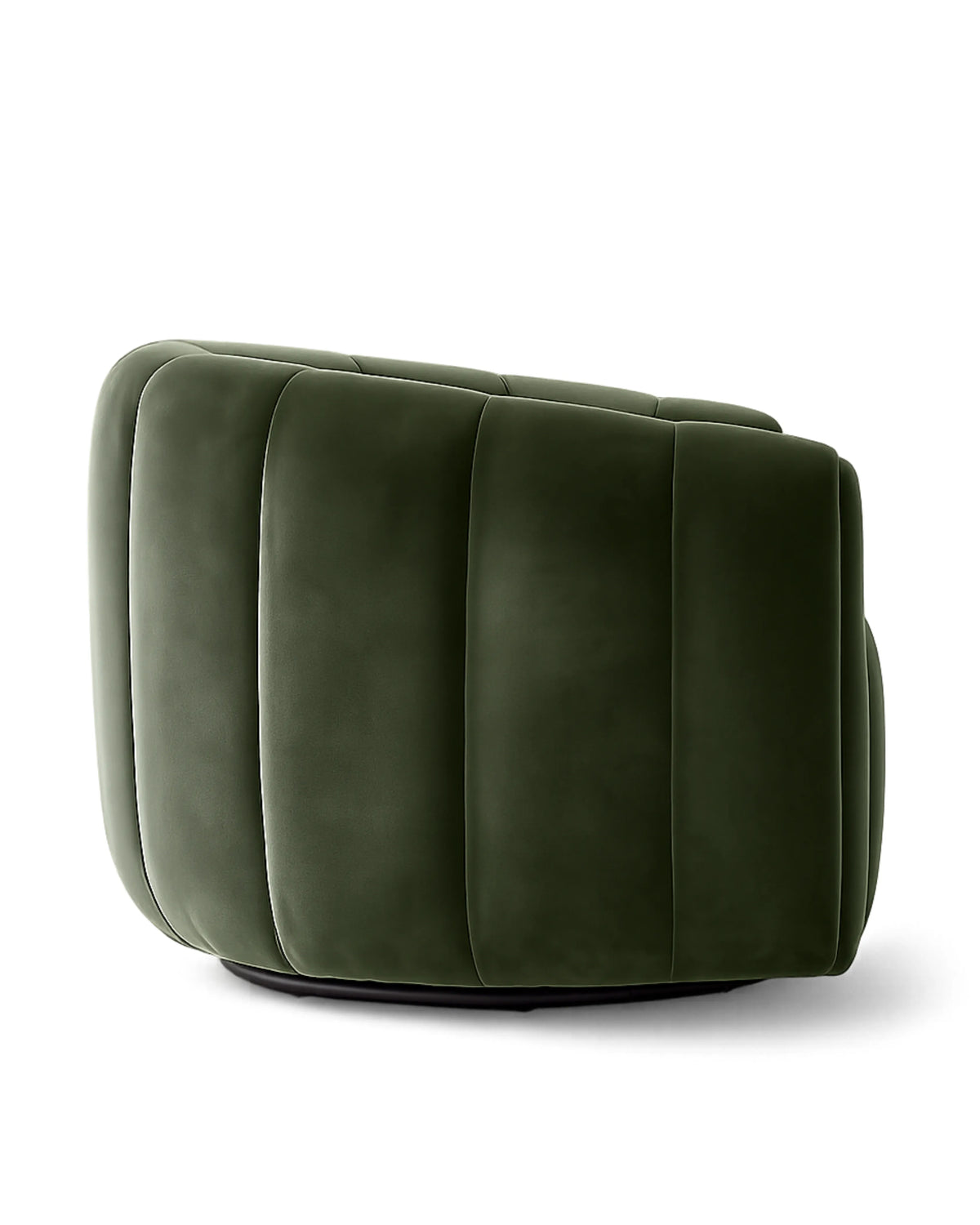 Veloura Olive Channel-Tufted Bouclé Swivel Accent Chair