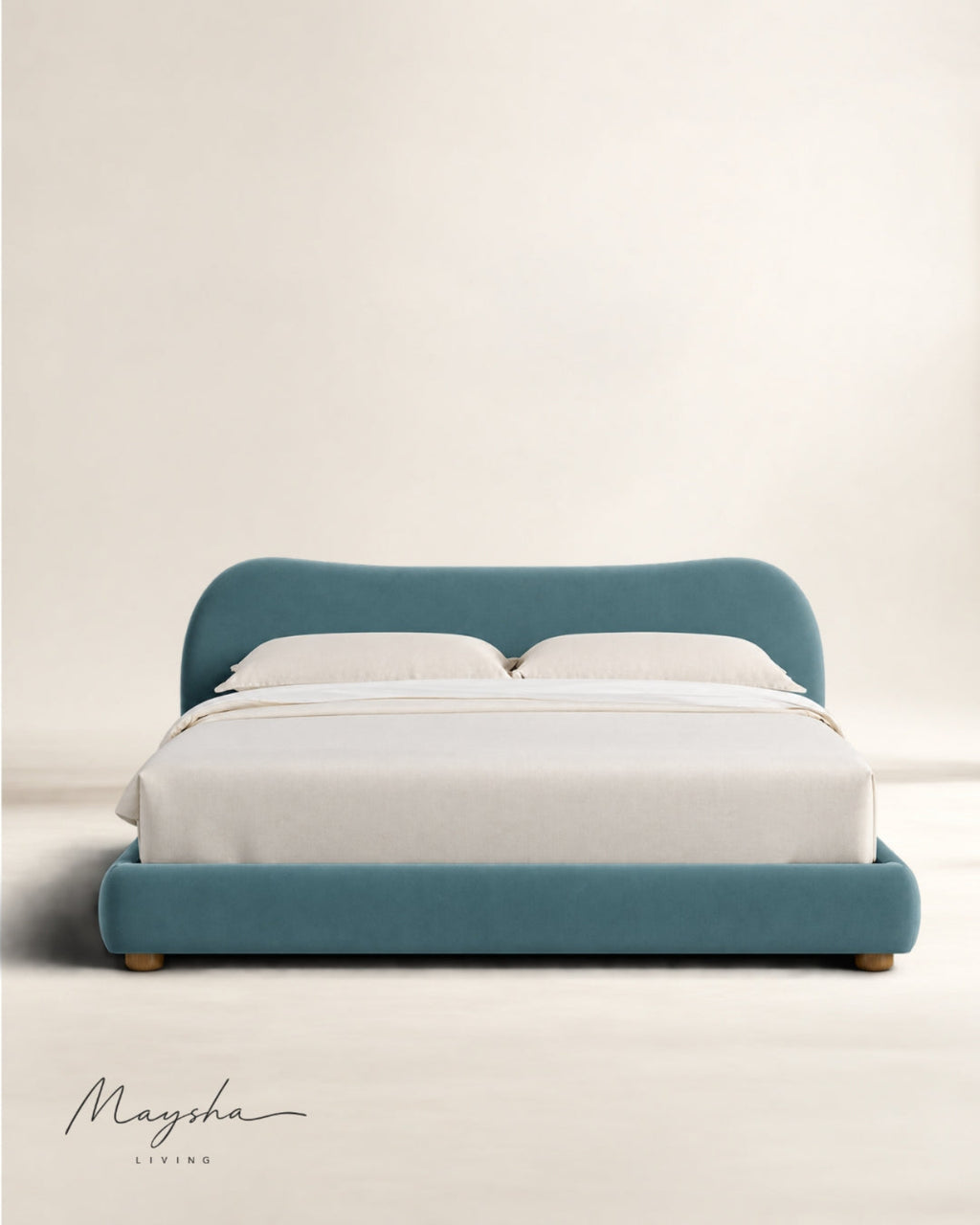 AVYELLE Curved Upholstered Camel-Back Tide Bed