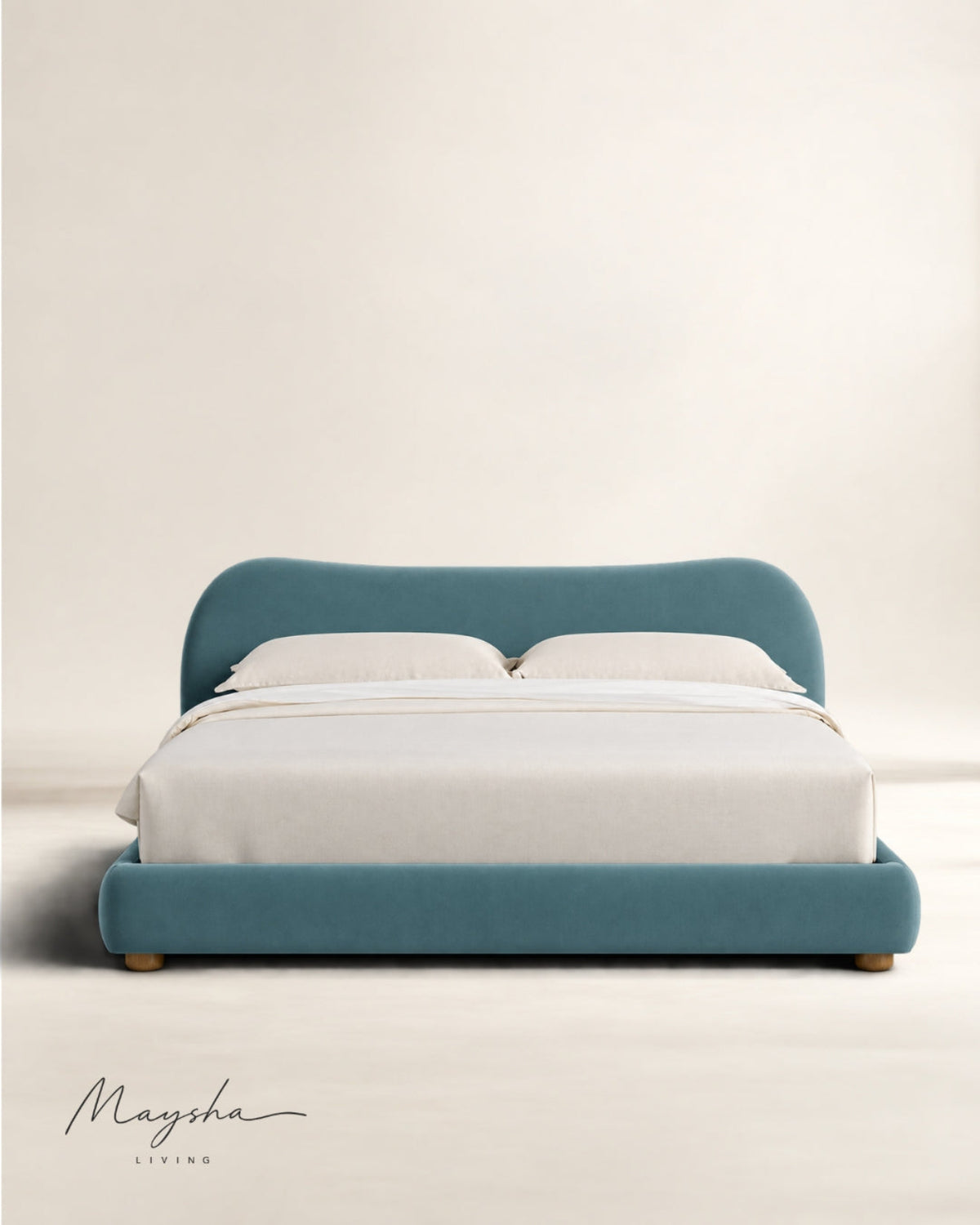 AVYELLE Curved Upholstered Camel-Back Tide Bed