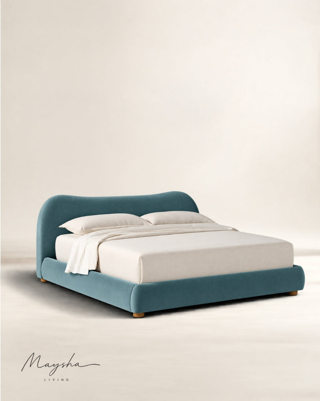 AVYELLE Curved Upholstered Camel-Back Tide Bed
