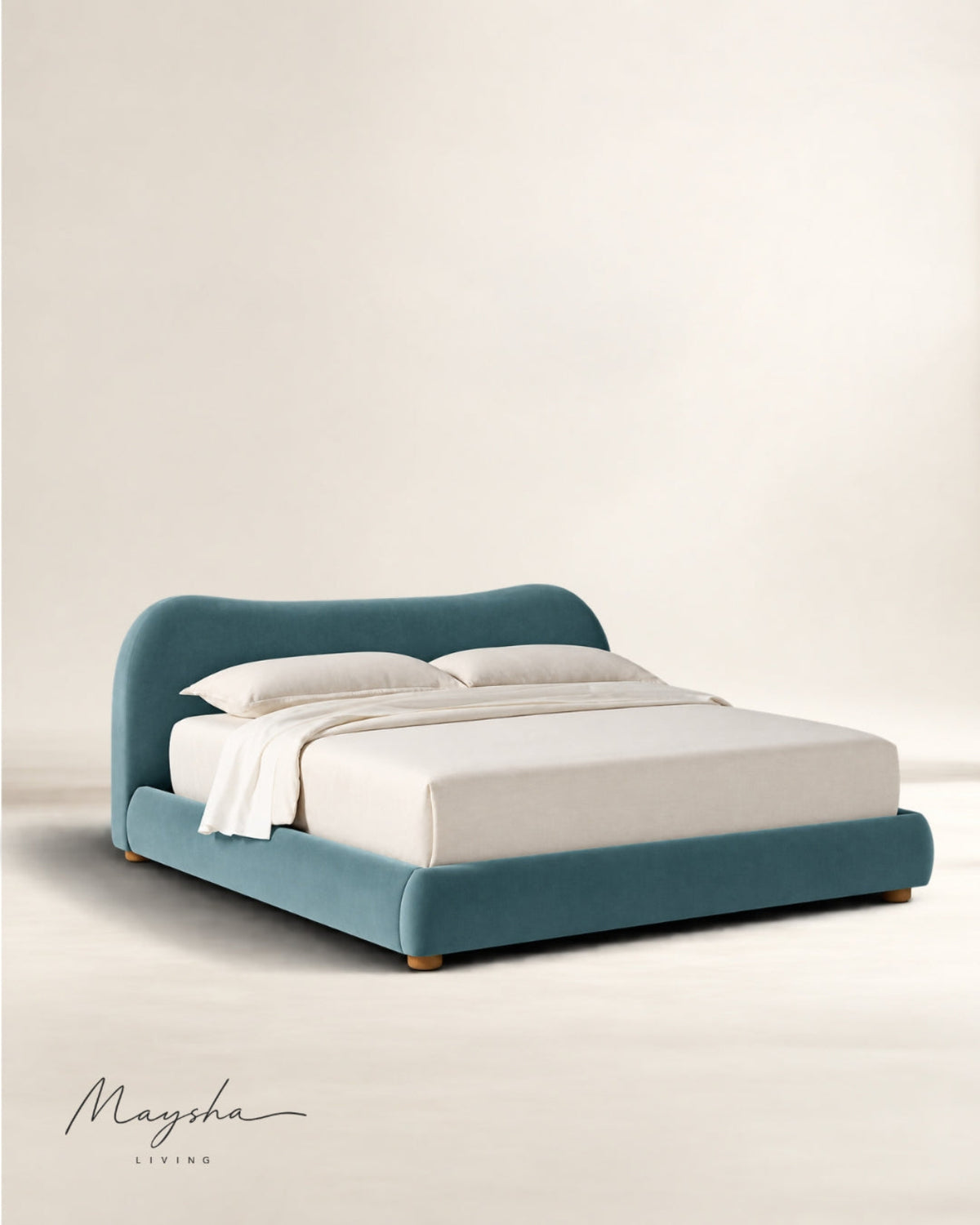 AVYELLE Curved Upholstered Camel-Back Tide Bed