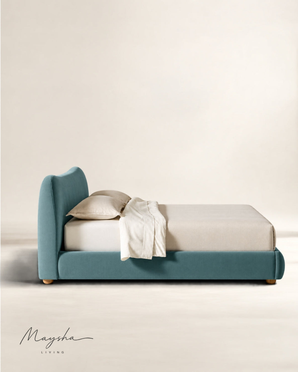 AVYELLE Curved Upholstered Camel-Back Tide Bed