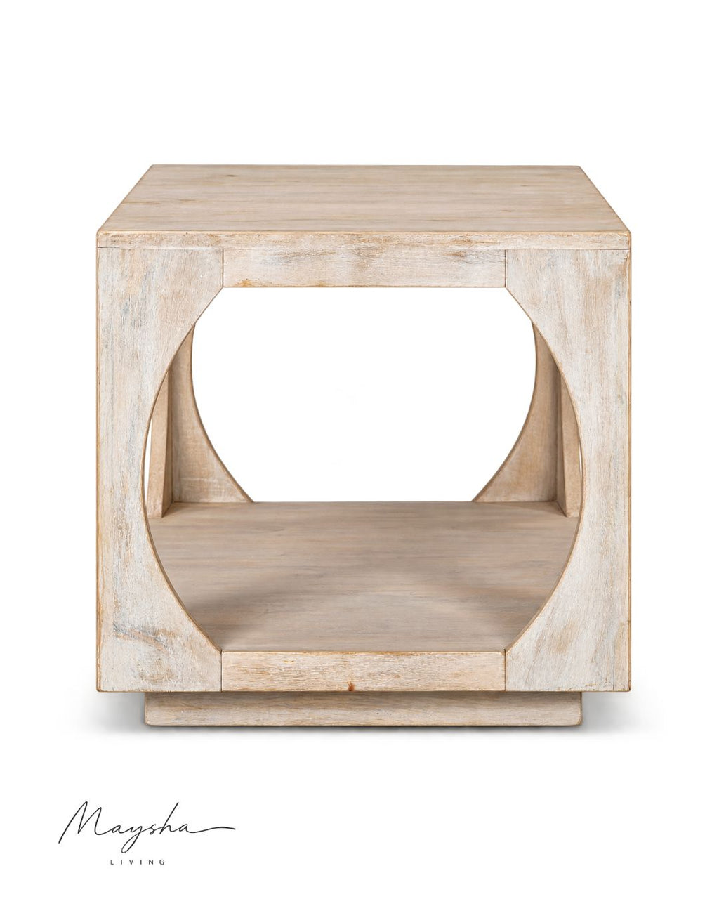 Aurevane Mango Solid Wood Side Table with Open Arch Design