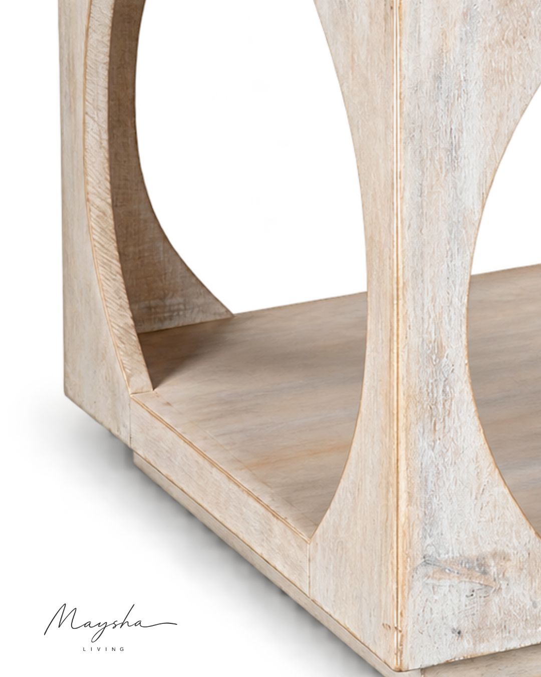 Aurevane Mango Solid Wood Side Table with Open Arch Design
