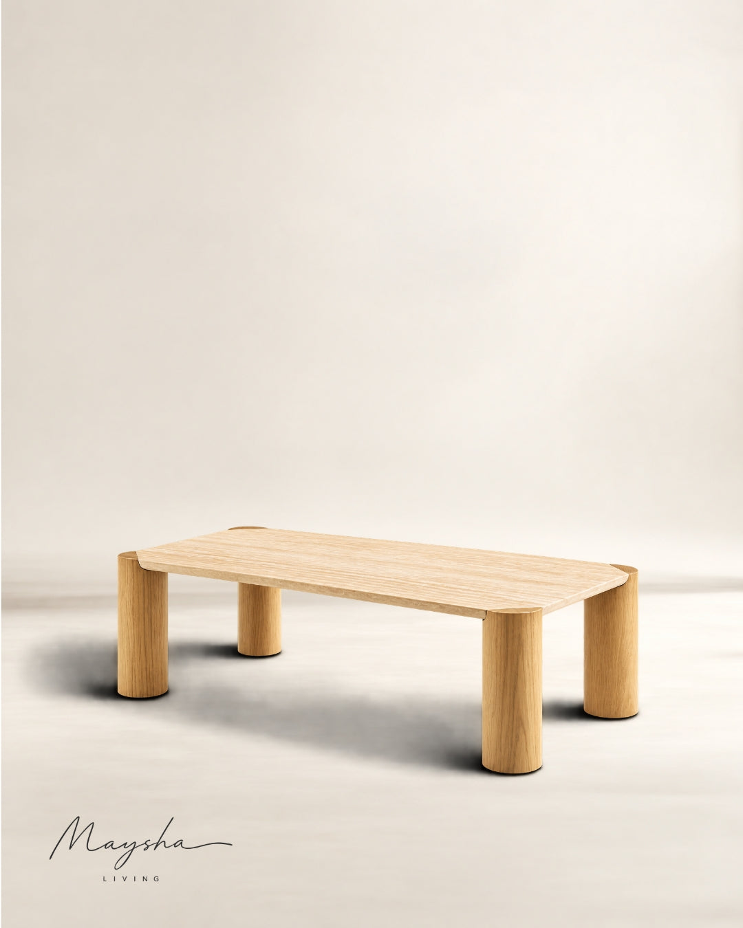 MERIQUE Premium Travertine Stone Coffee Table