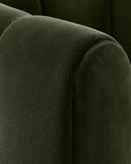 Veloura Olive Channel-Tufted Bouclé Swivel Accent Chair