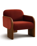 VESARO Velvet Lounge Chair with Oak Frame