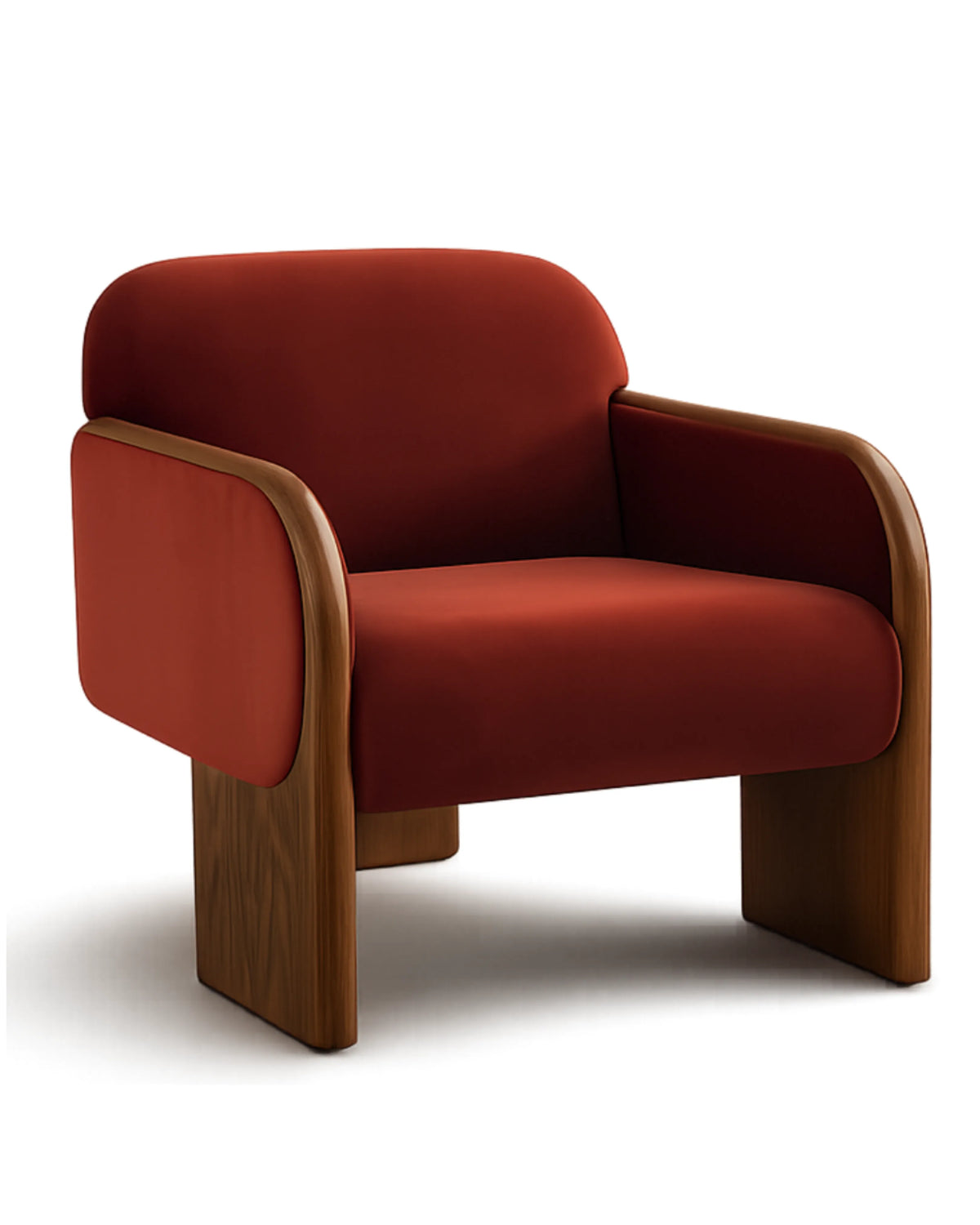 VESARO Velvet Lounge Chair with Oak Frame
