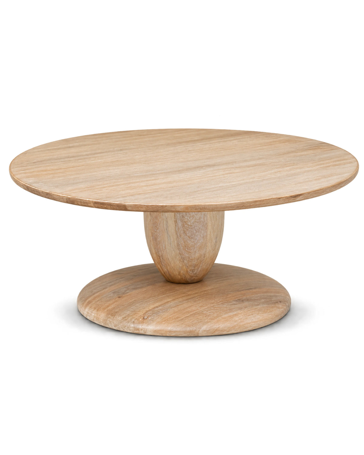 Caliora Solid Wood Round Coffee Table in Cerused White