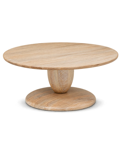 Caliora Solid Wood Round Coffee Table in Cerused White