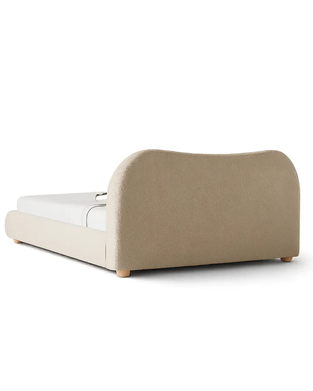 Avyelle Curved Upholstered Camel-Back Sandstone Bed