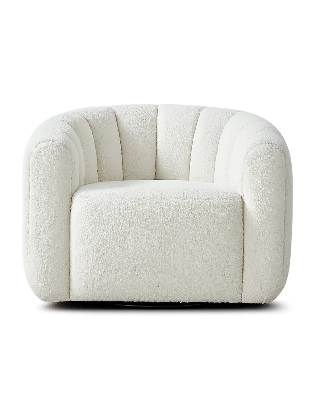 Veloura Alabaster Channel-Tufted Bouclé Swivel Accent Chair