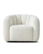 Veloura Alabaster Channel-Tufted Bouclé Swivel Accent Chair