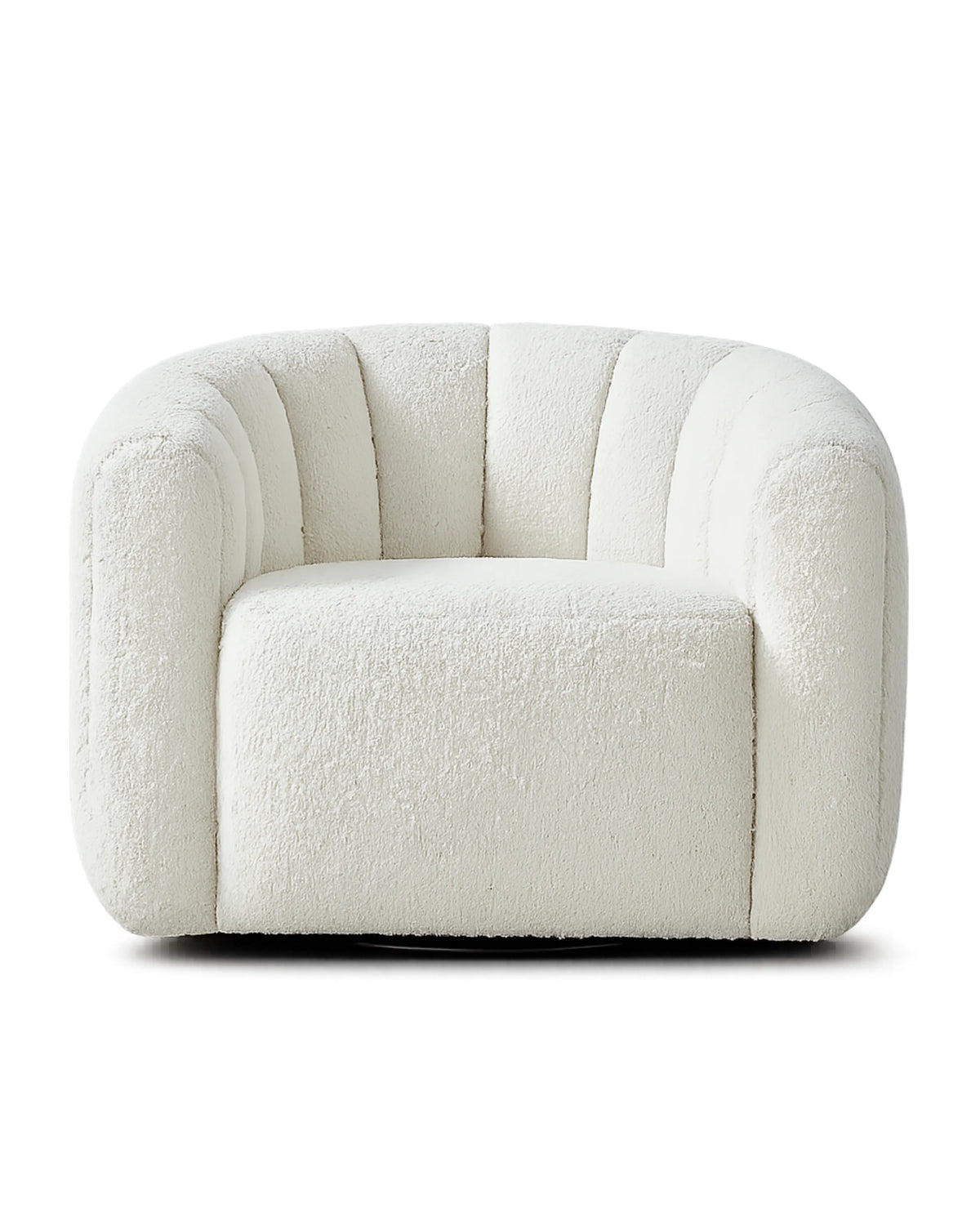 Veloura Alabaster Channel-Tufted Bouclé Swivel Accent Chair