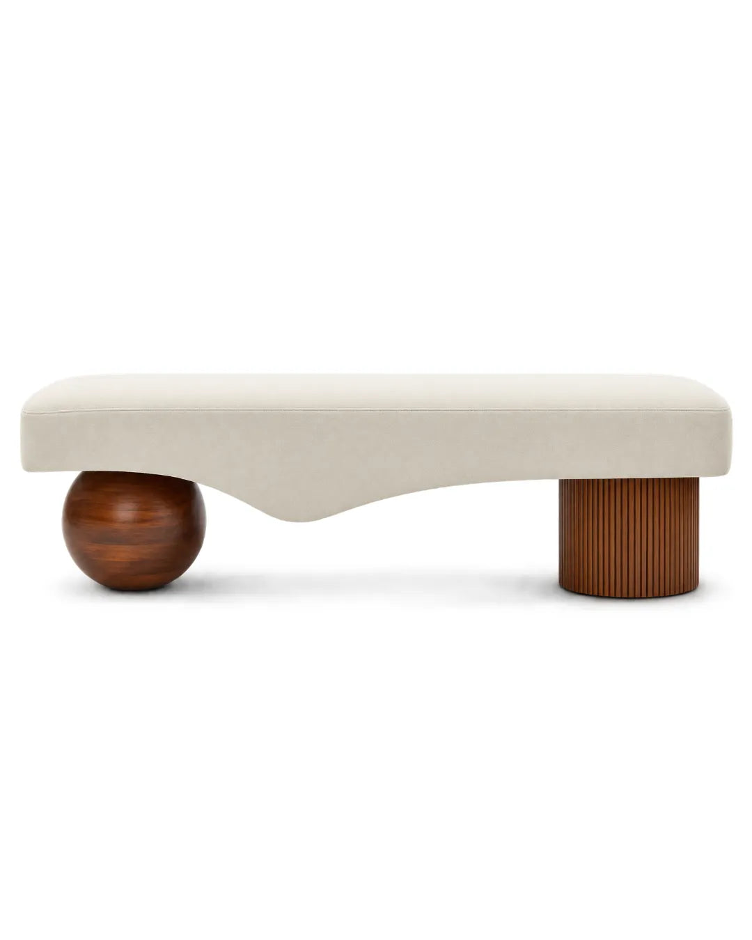Merastra Asymmetrical Solid Teakwood Upholstered Bench