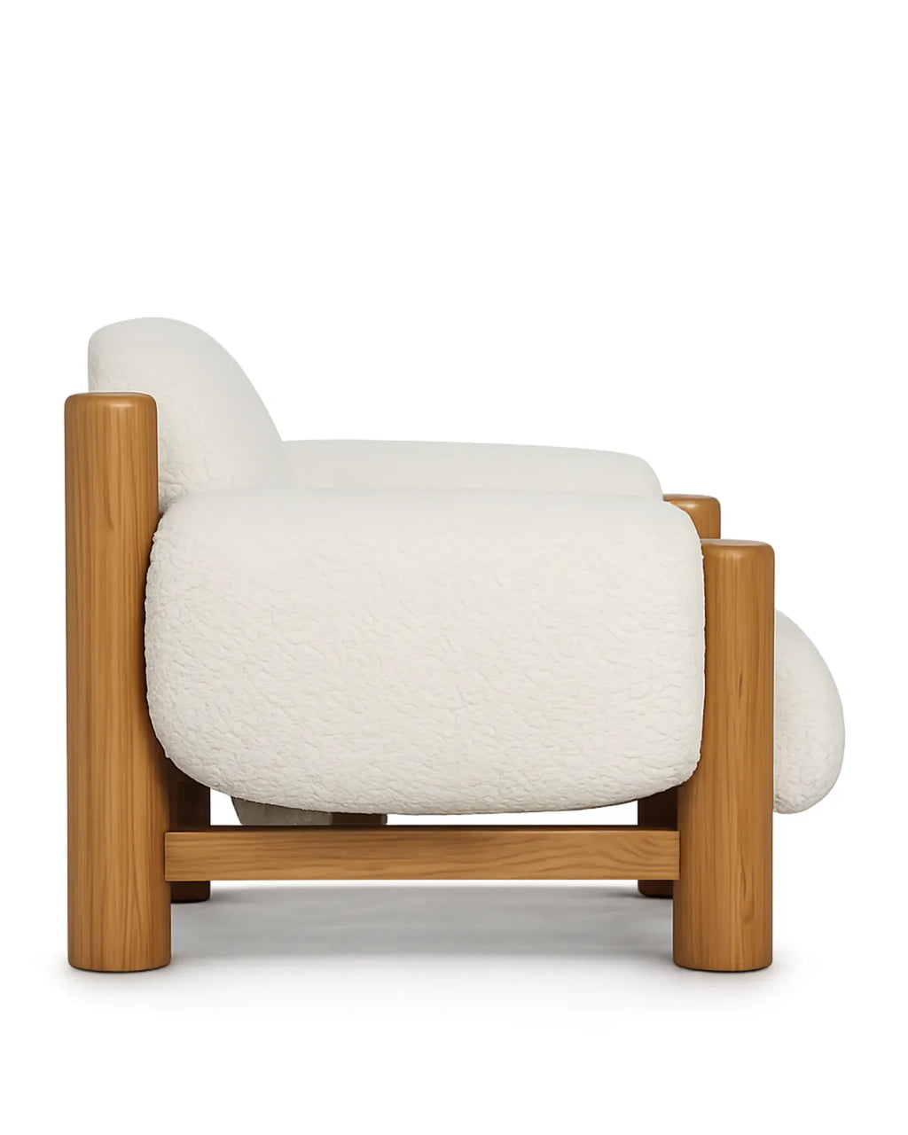 Caelora Faux Shearling Accent Chair in Solid Ash Wood