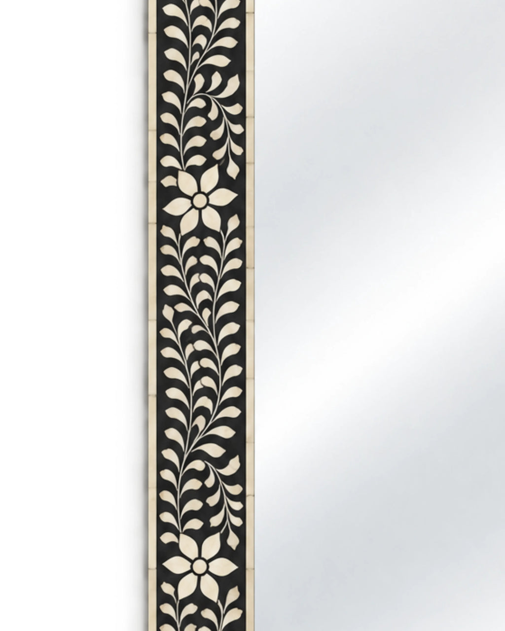 Nirvala Floral Vine Bone Inlay Rectangular Wall Mirror