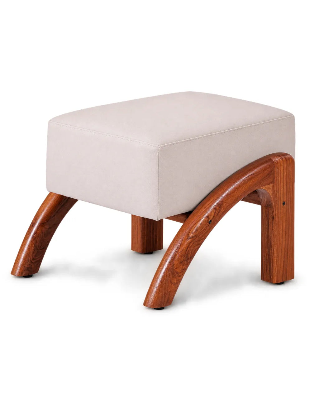 Velnaro Upholstered Solid Teakwood Accent Linen Stool