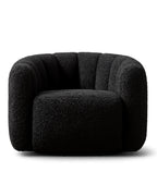 Veloura Obsidian Channel-Tufted Bouclé Swivel Accent Chair