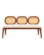 Averlo Triple Natural Cane Backrest Bench in Solid Teakwood