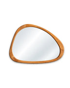 Lunetta Organic-Shaped Pebble Wall Mirror with Sculpted Wood Frame