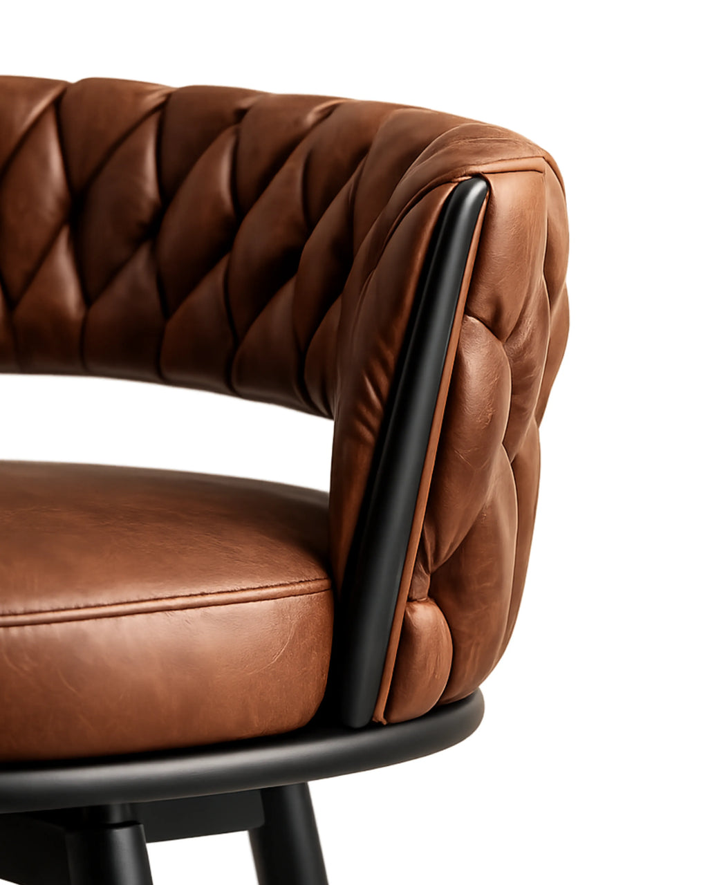 Merivo Contemporary Tan Leatherette Bar Chair with Stainless Steel Base