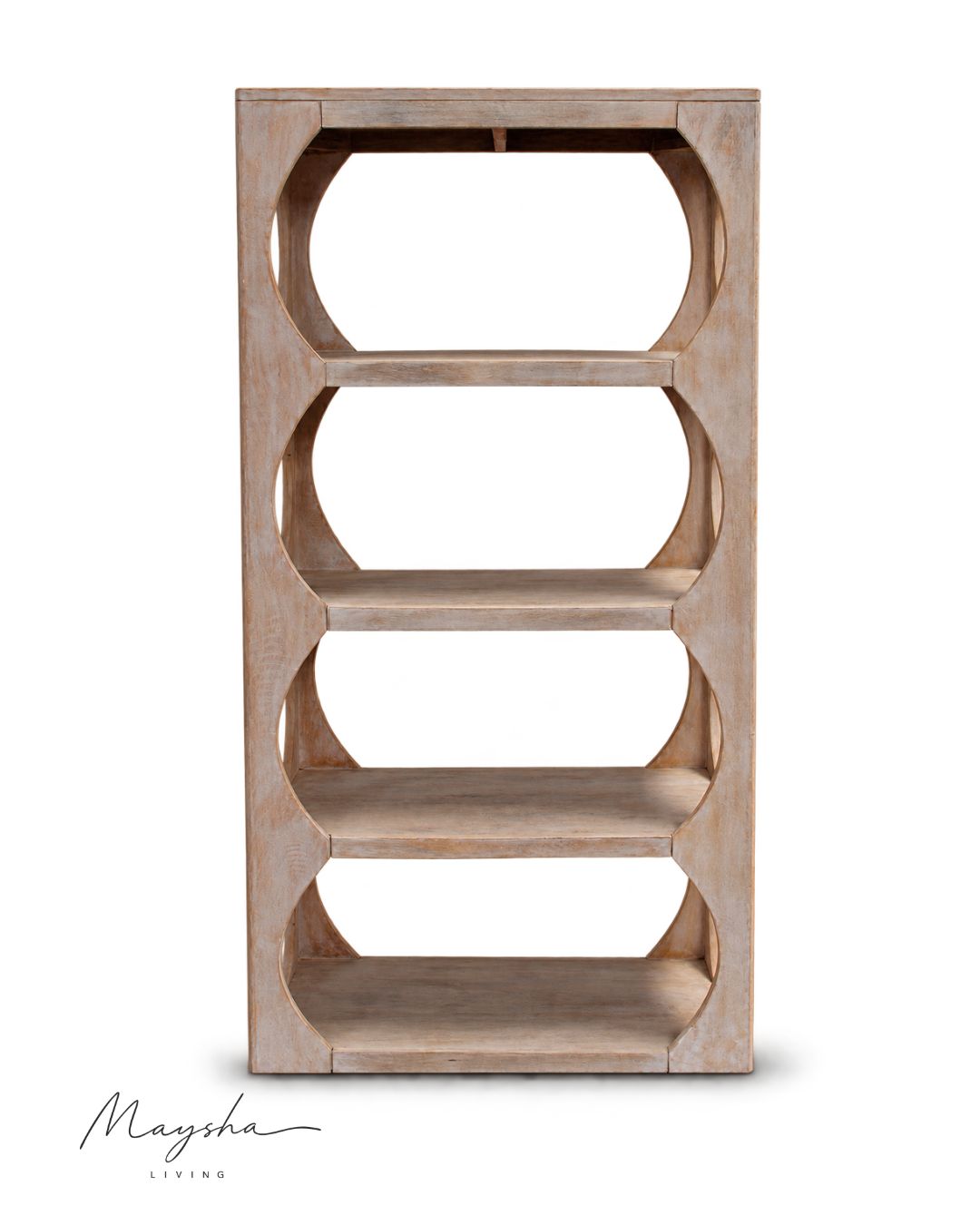 Velmora Solid Wood 4-Tier Open Bookshelf