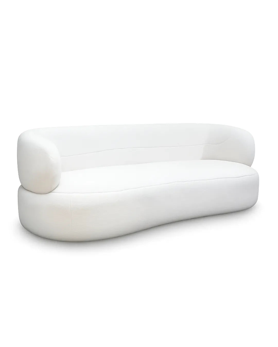 Zorique Curved Bouclé Alabaster Sofa