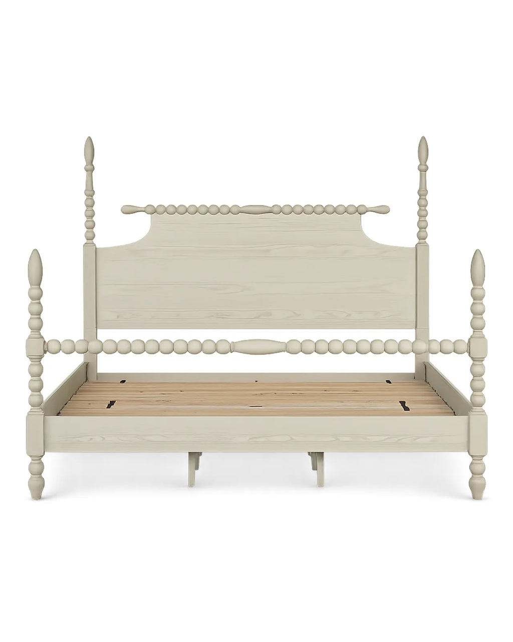 Aldoren Linen Ivory Solid Wood Spindle Poster Bed