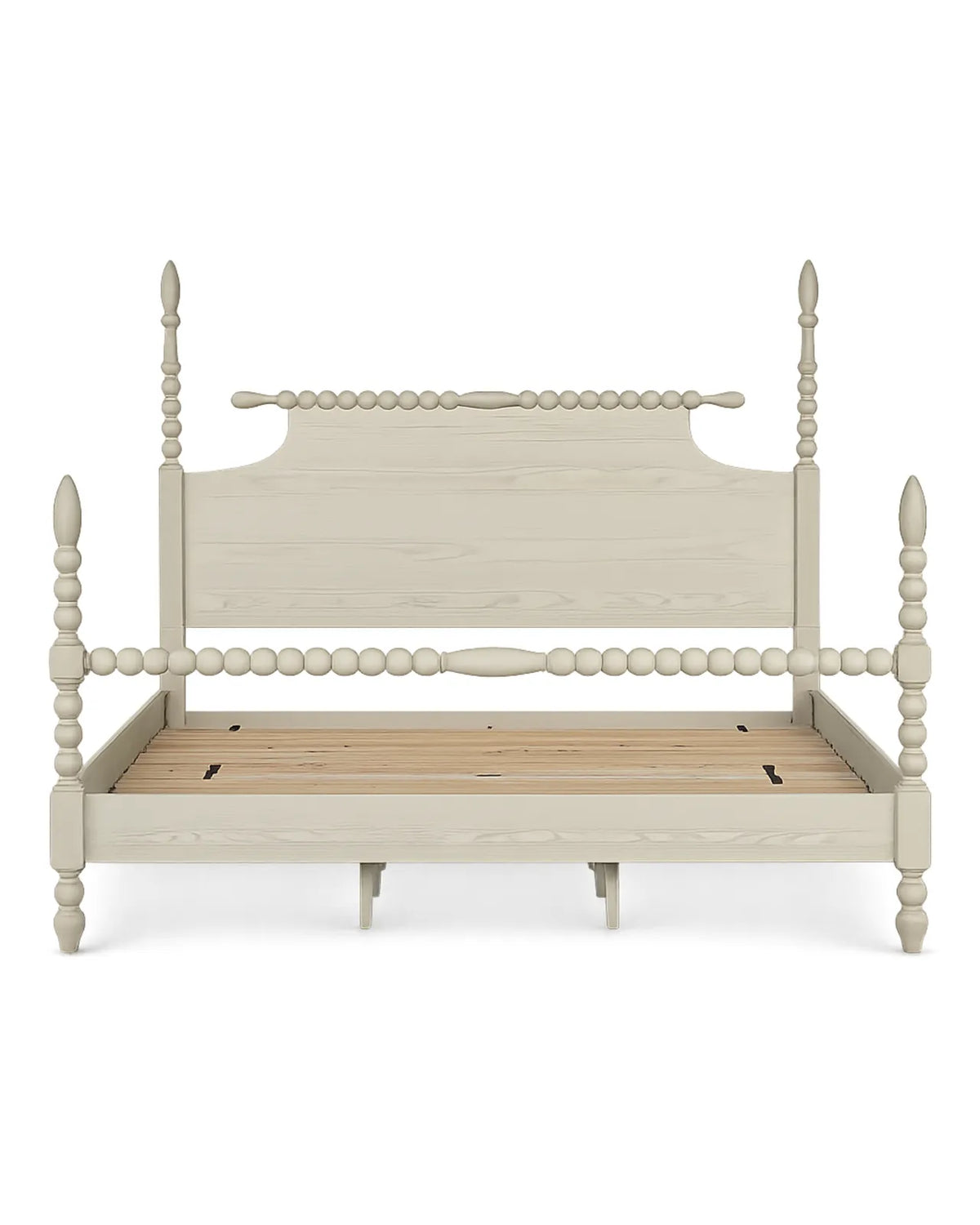 Aldoren Linen Ivory Solid Wood Spindle Poster Bed