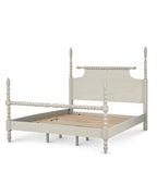 Aldoren Linen Ivory Solid Wood Spindle Poster Bed