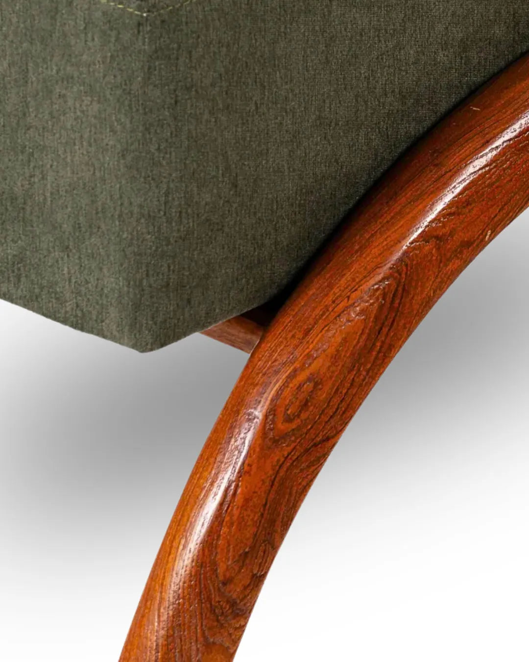 Velnaro Upholstered Solid Teakwood Accent Olive Stool