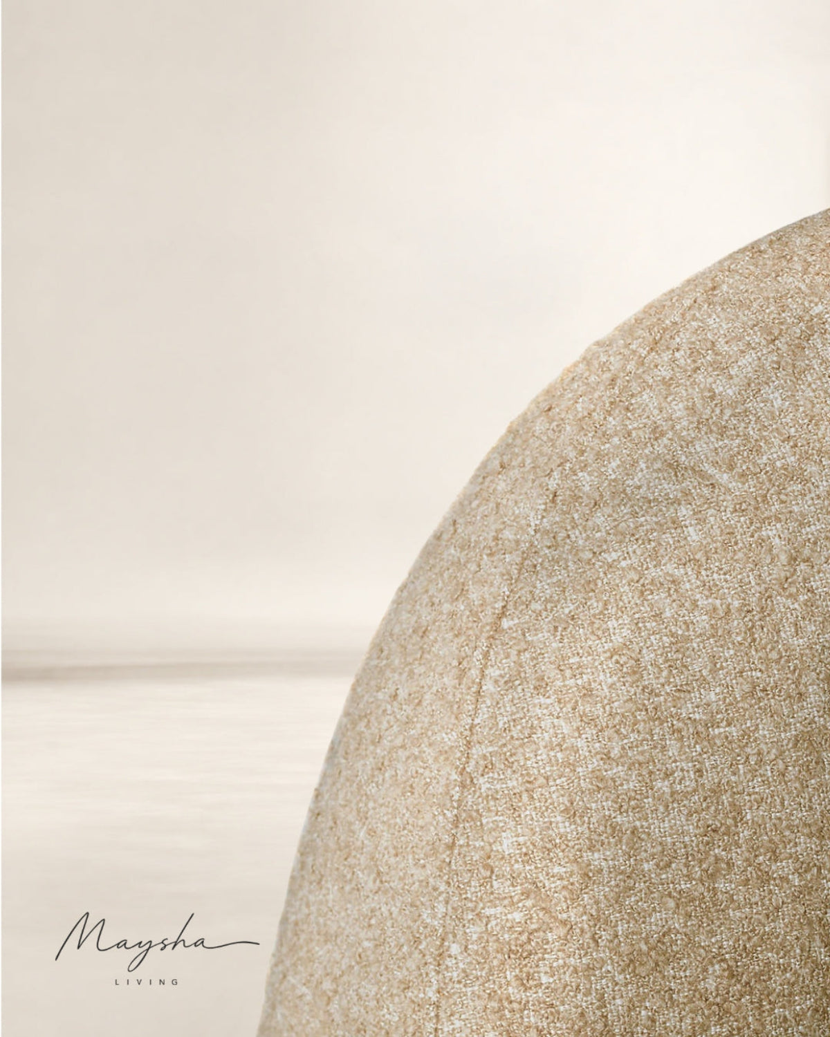 AVYELLE Curved Upholstered Camel-Back Sandstone Bed