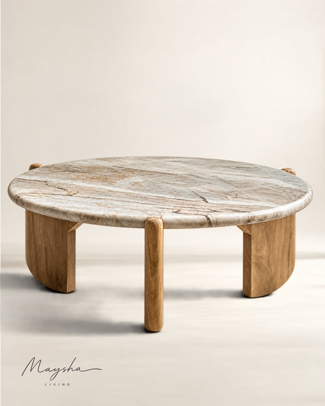 Valquen Solid Wood & Marble Top Coffee Table