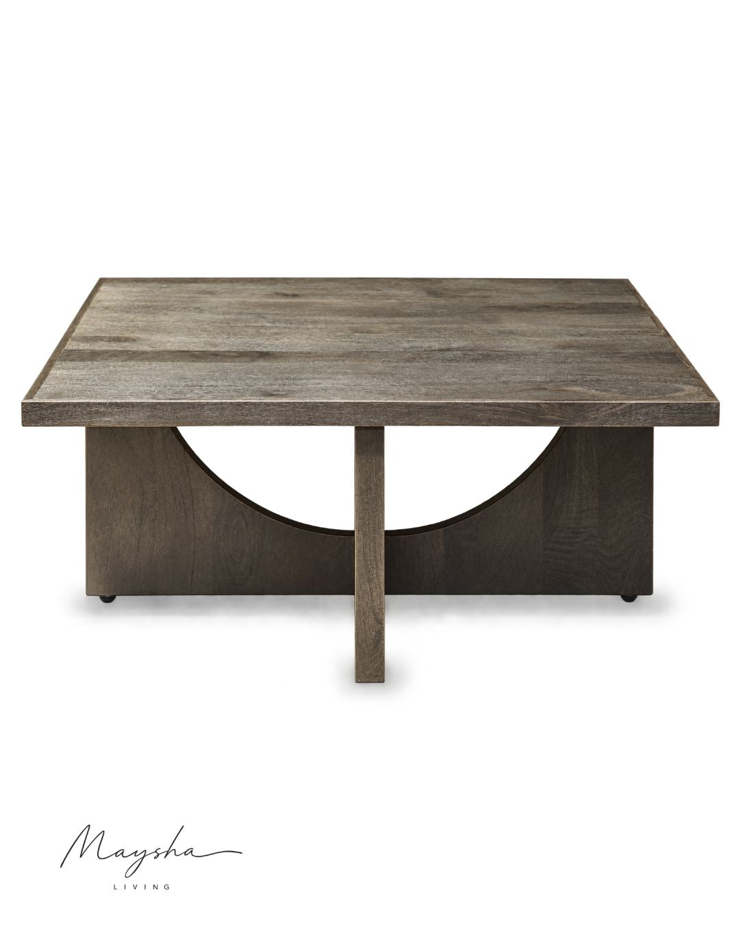 Tavrenox Solid Wood Square Coffee Table with Sculptural Arch Base